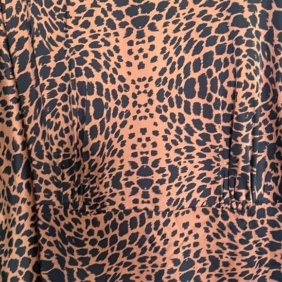 NWT Hugo Boss Dress Long Sleeve Midi Length Black & Brown Animal Print Size 8 - Picture 7 of 15